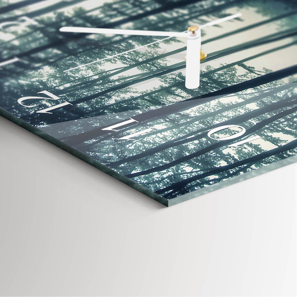 Square wall clock Foggy forest