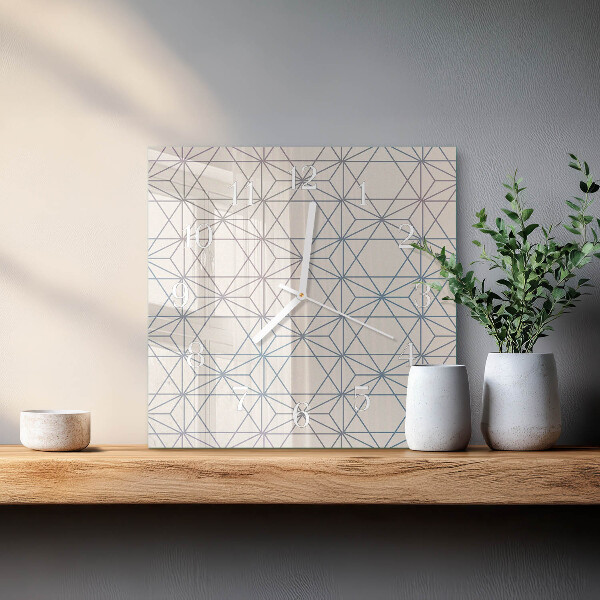 Square wall clock Geometric pattern