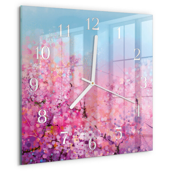 Square wall clock Floral pattern
