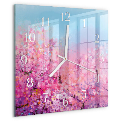 Square wall clock Floral pattern
