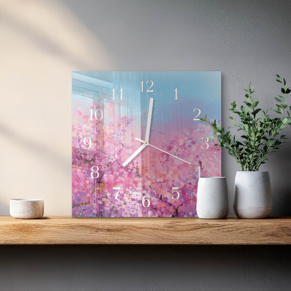 Square wall clock Floral pattern