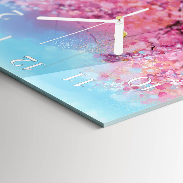 Square wall clock Floral pattern