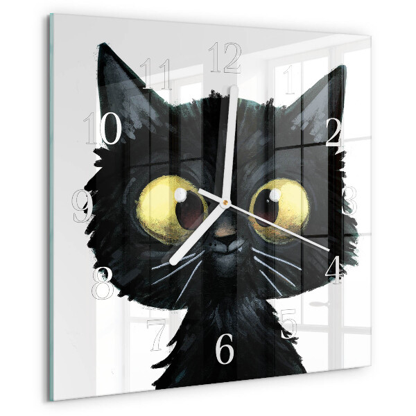 Square wall clock Black cat