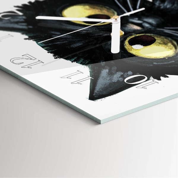 Square wall clock Black cat