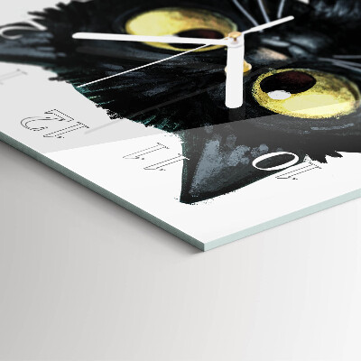 Square wall clock Black cat
