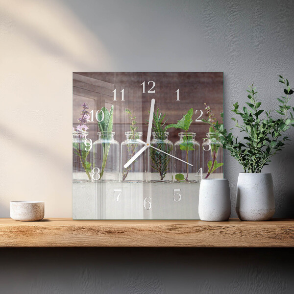 Square wall clock Herbs