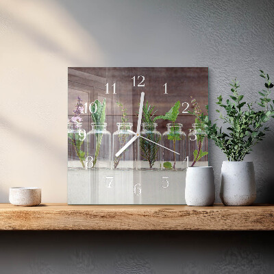 Square wall clock Herbs
