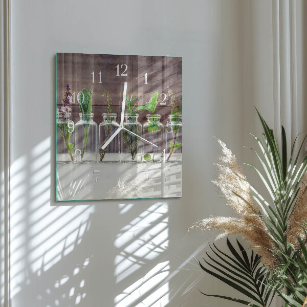 Square wall clock Herbs