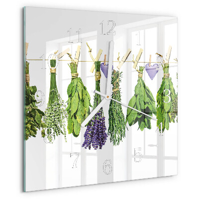 Square wall clock Herbs