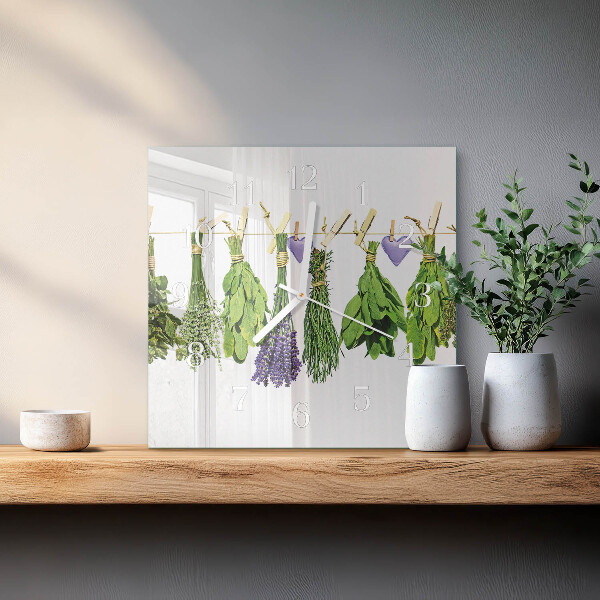 Square wall clock Herbs