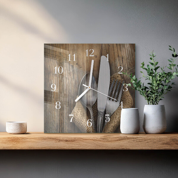 Square wall clock Cutlery