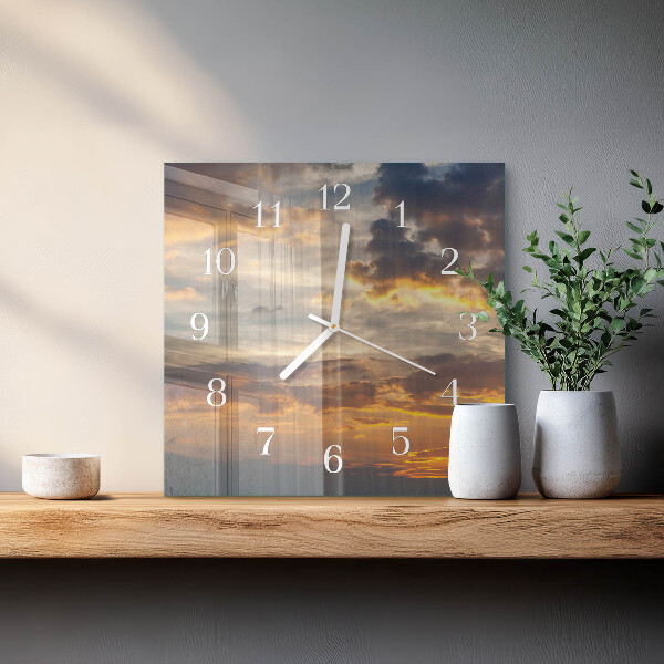 Square wall clock Sunset