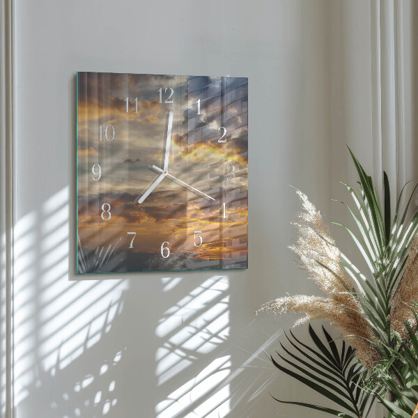Square wall clock Sunset