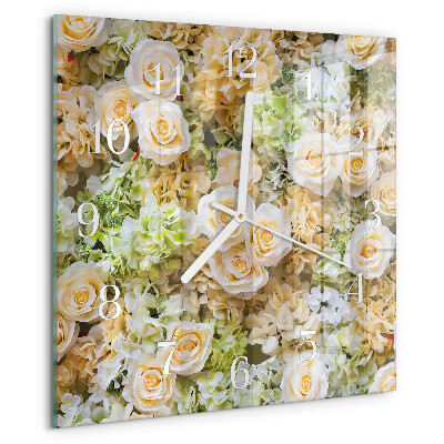 Square wall clock Elegant flowers