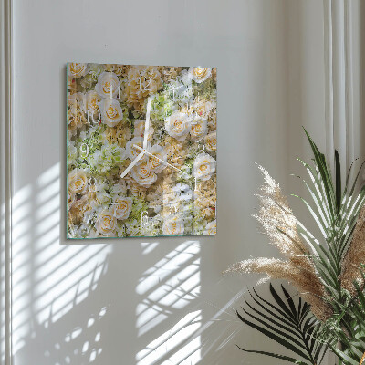 Square wall clock Elegant flowers