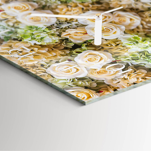 Square wall clock Elegant flowers