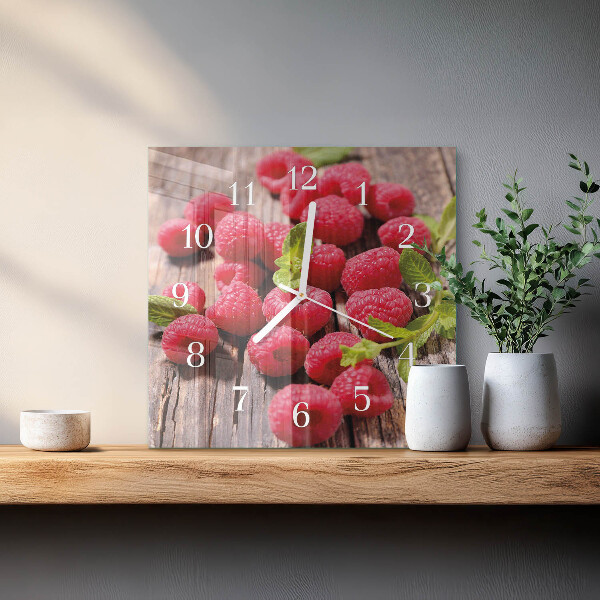 Square wall clock Raspberries