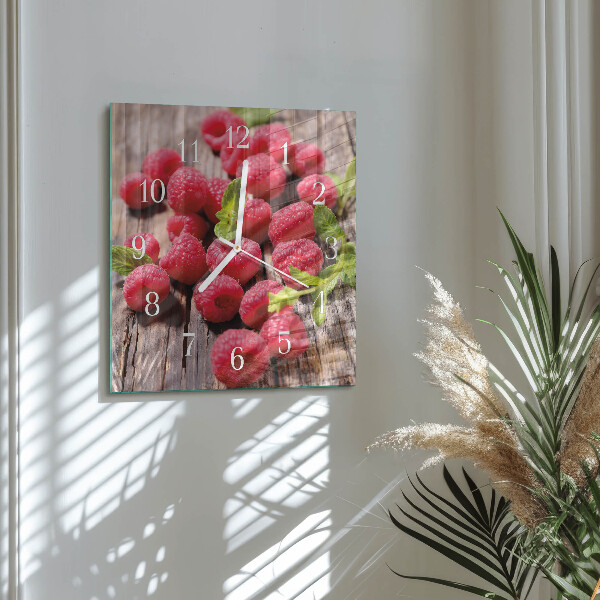 Square wall clock Raspberries