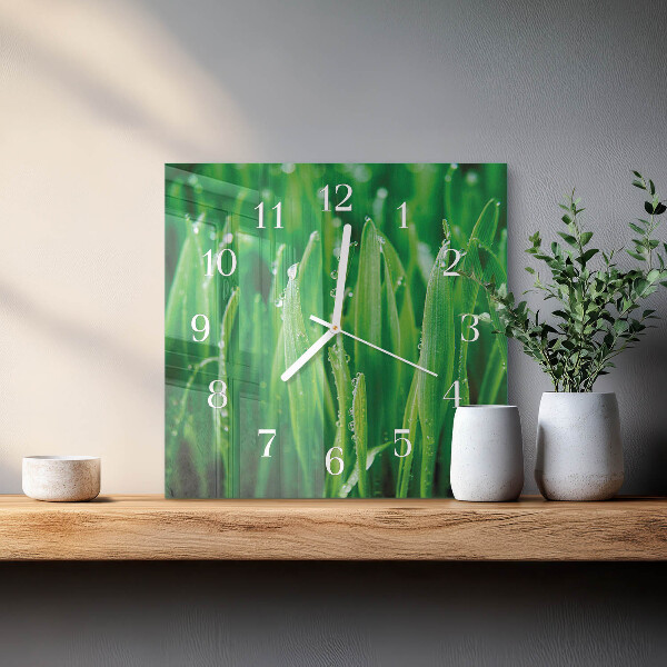 Square wall clock Green grass