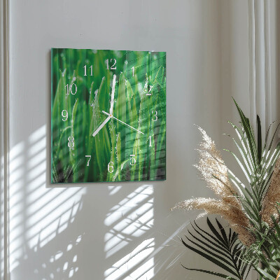 Square wall clock Green grass