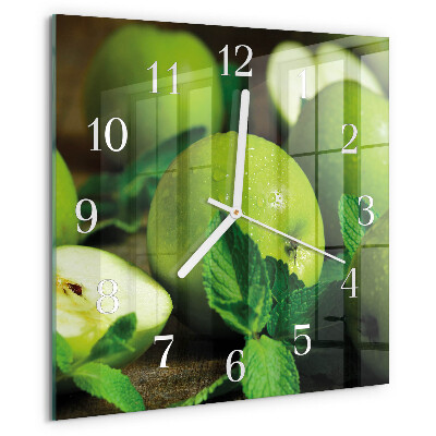 Square wall clock Green apples
