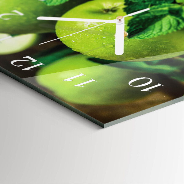 Square wall clock Green apples
