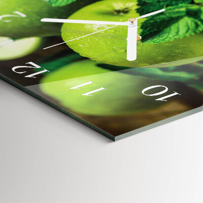 Square wall clock Green apples