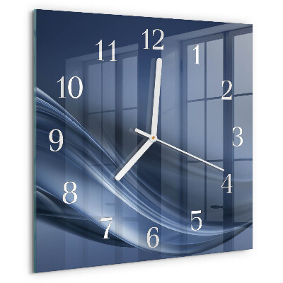 Square wall clock Blue waves