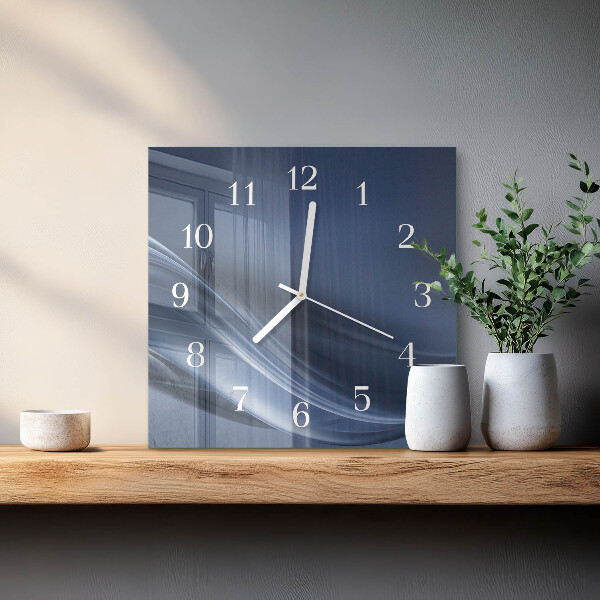 Square wall clock Blue waves
