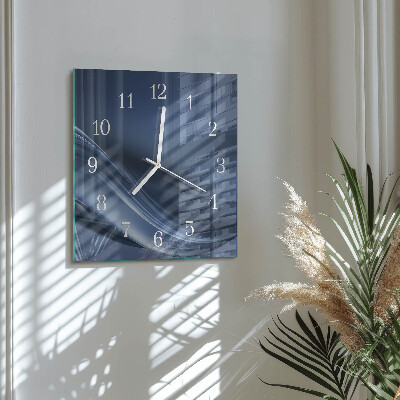 Square wall clock Blue waves
