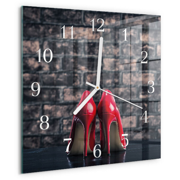 Square wall clock Red high heels