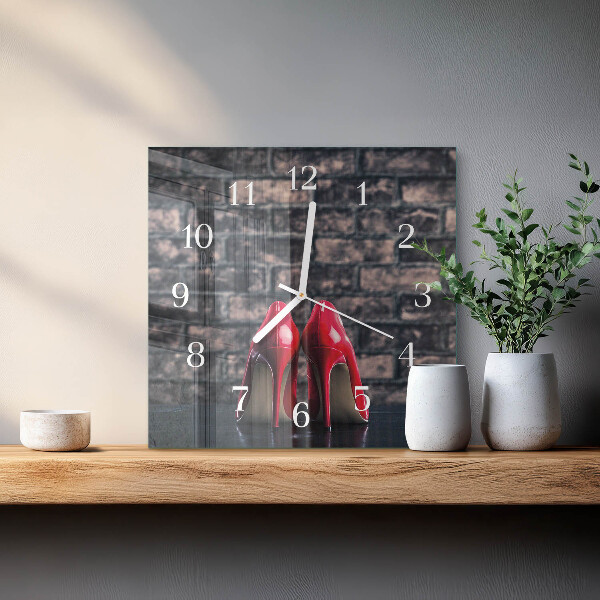 Square wall clock Red high heels