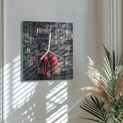 Square wall clock Red high heels