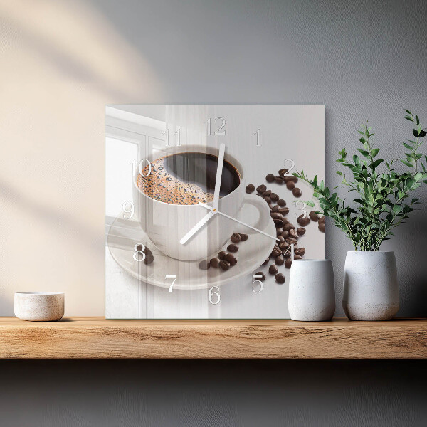 Square wall clock Cup of Coffee