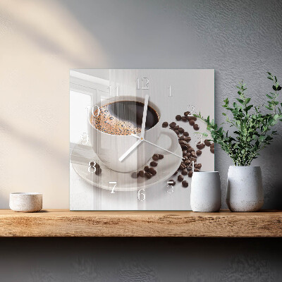 Square wall clock Cup of Coffee