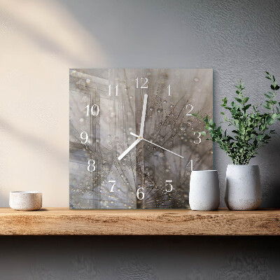 Square wall clock Dew drops