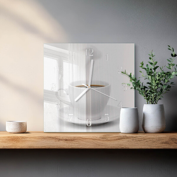Square wall clock Cup of Coffee