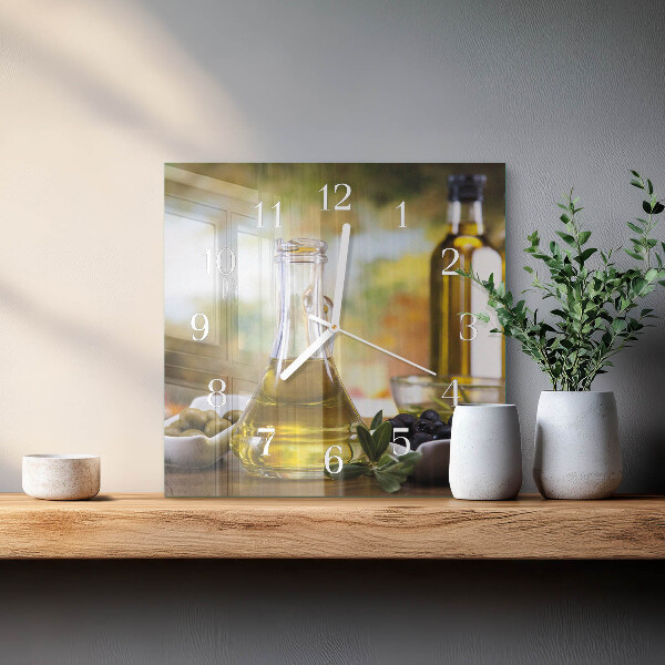 Square wall clock Olive oil