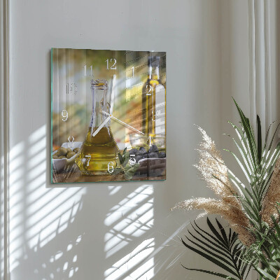 Square wall clock Olive oil