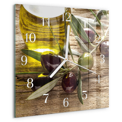 Square wall clock Olive oil