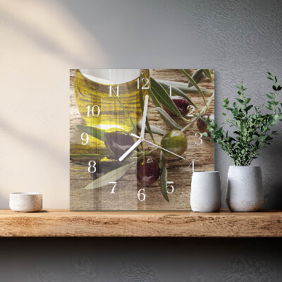 Square wall clock Olive oil