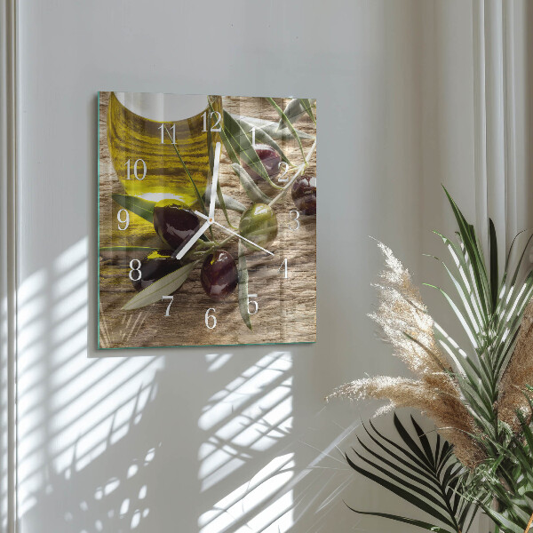 Square wall clock Olive oil