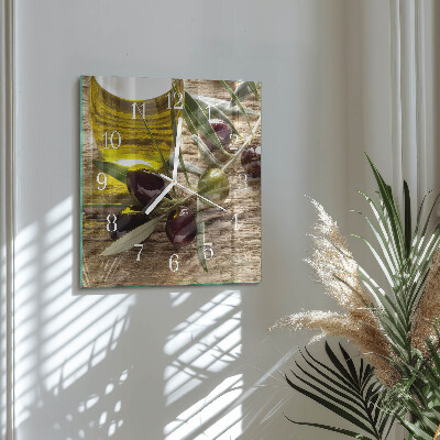 Square wall clock Olive oil