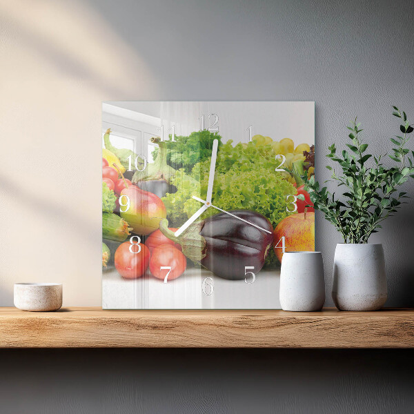 Square wall clock Vegetables