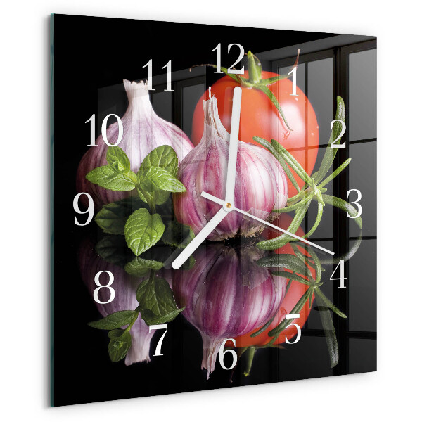 Square wall clock Tomato Garlic