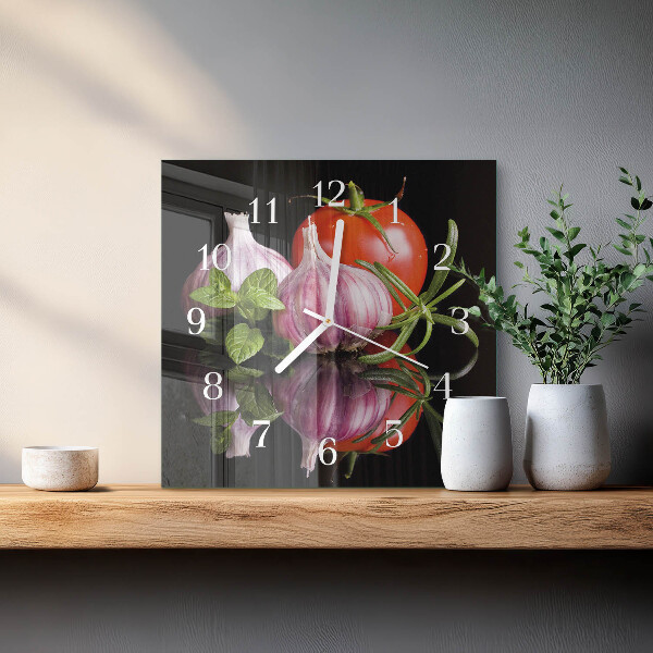 Square wall clock Tomato Garlic