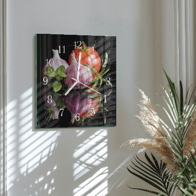 Square wall clock Tomato Garlic