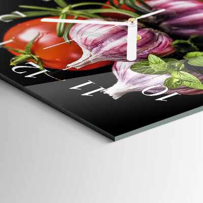 Square wall clock Tomato Garlic