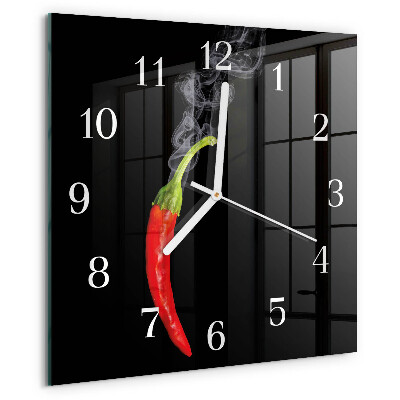 Square wall clock Chili pepper