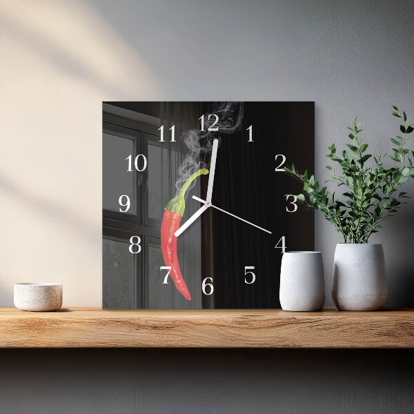 Square wall clock Chili pepper